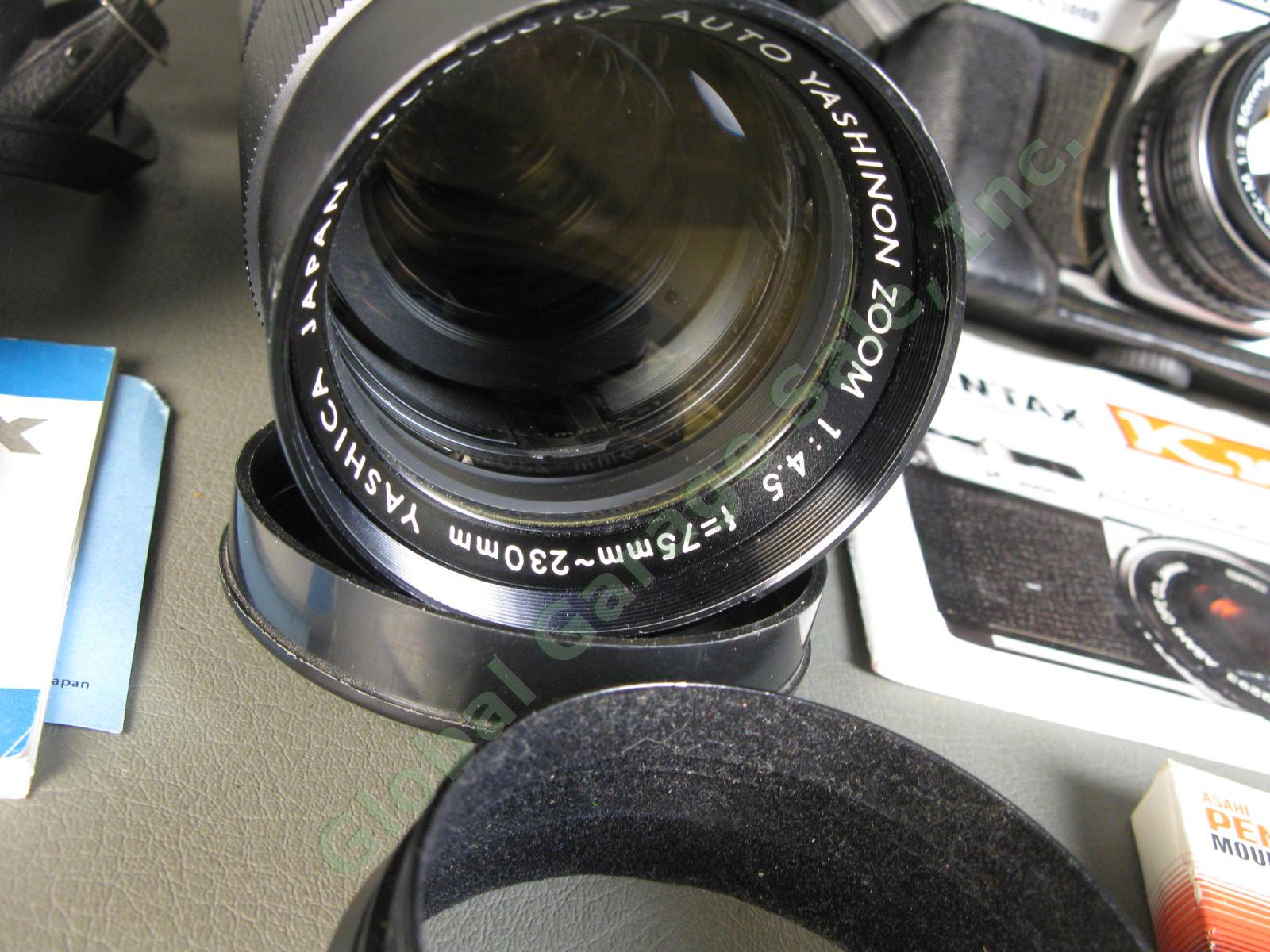 Asahi Pentax K1000 35mm SLR Film Camera M 1:2 50mm Lens 75-230 Zoom Kit LOT Set 8