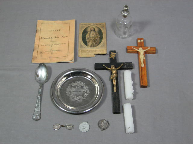 Antique 1909 Catholic Last Rites Prayer Shadow Box NR 4