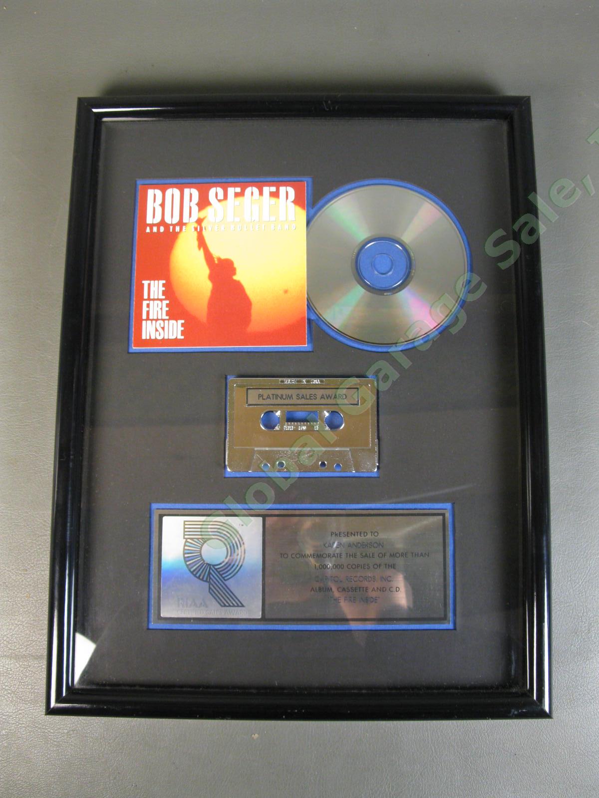 RIAA Bob Seger Silver Bullet Band The Fire Inside Platinum Record Sales Award NR