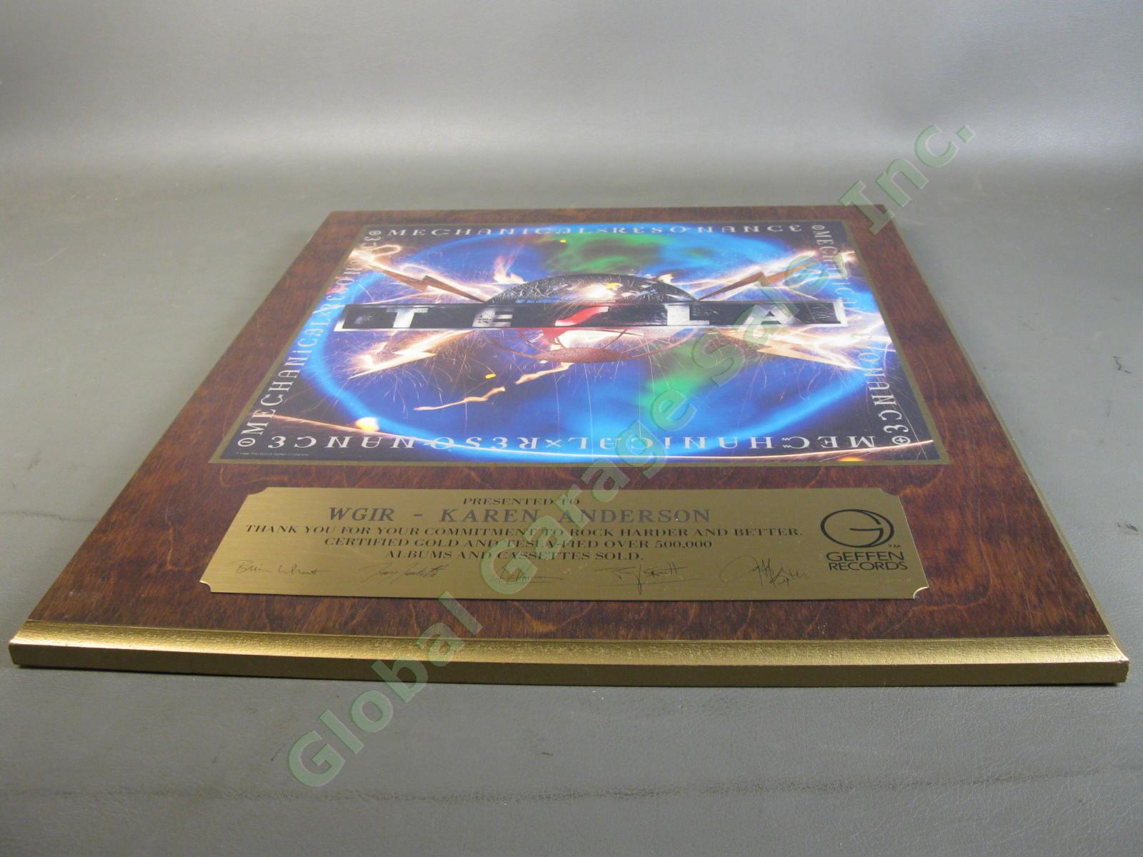 Tesla Mechanical Resonance Geffen Records 1987 Gold Sales Award Wood Plaque NR 1