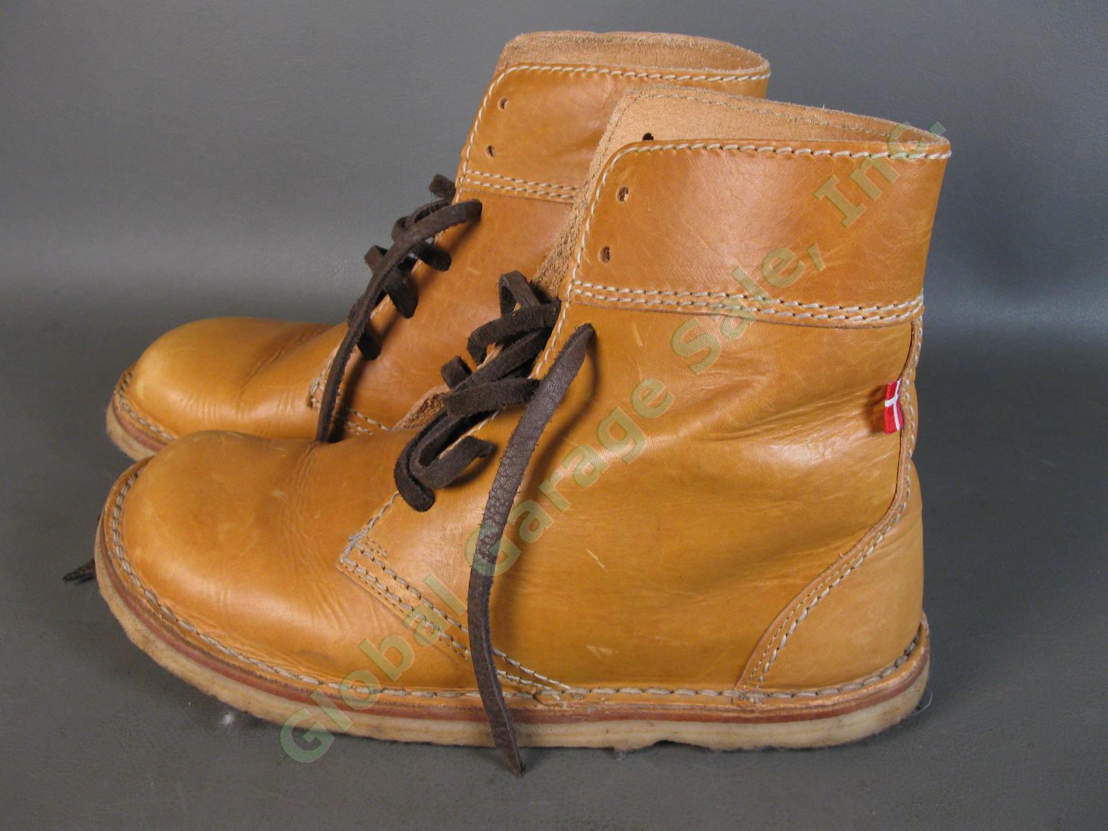 Original Danish Duckfeet Faborg EU 44 Bio Gold Brown Leather High Lace Up Boots
