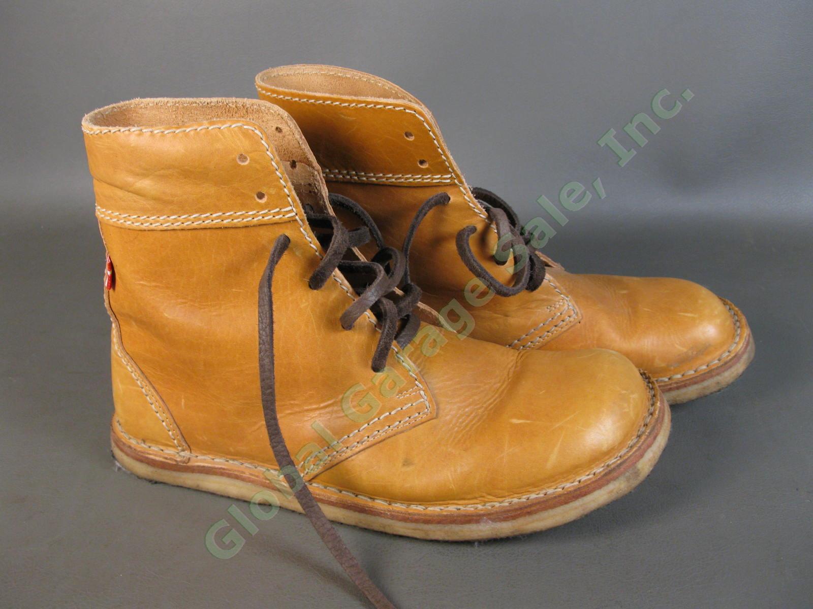Original Danish Duckfeet Faborg EU 44 Bio Gold Brown Leather High Lace Up Boots 1