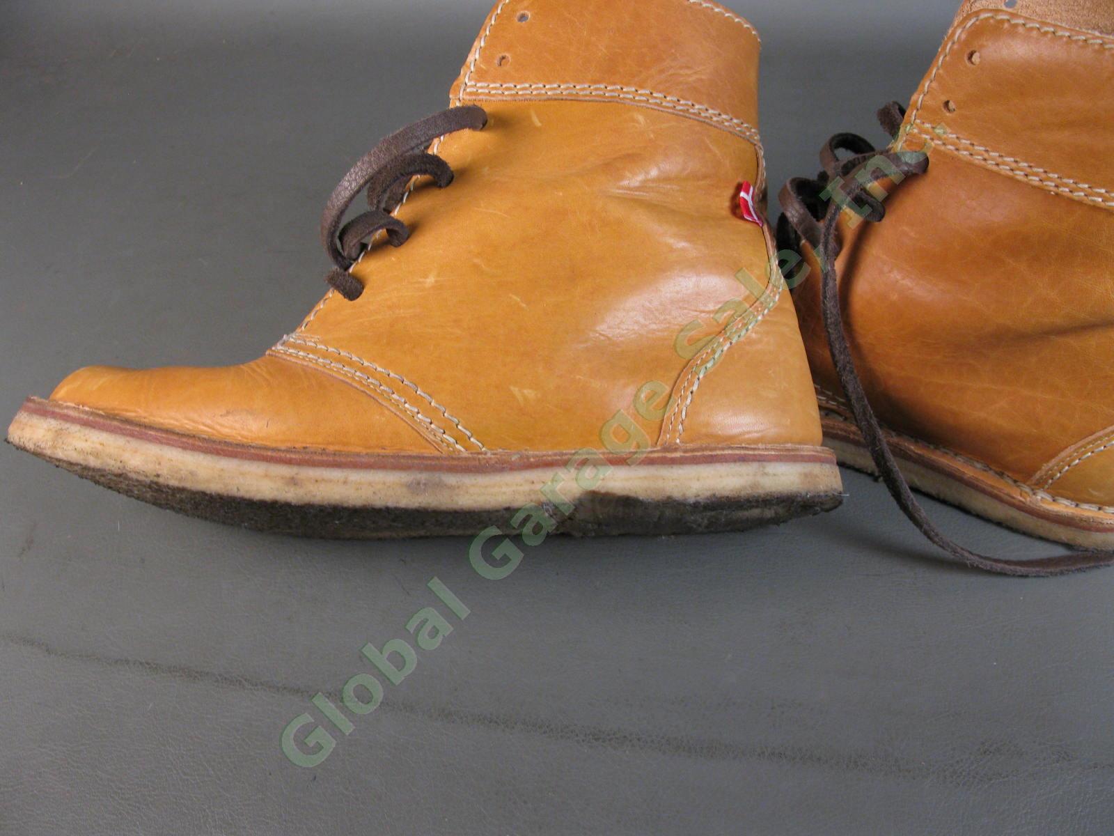 Original Danish Duckfeet Faborg EU 44 Bio Gold Brown Leather High Lace Up Boots 7