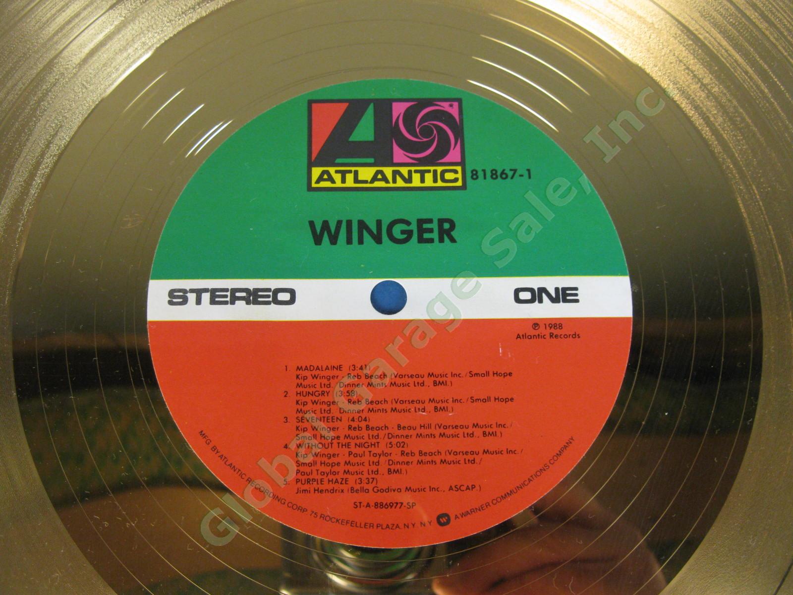 1989 RIAA Gold Atlantic Record Sales Award Kip Winger Debut Album 1988 Madalaine 2
