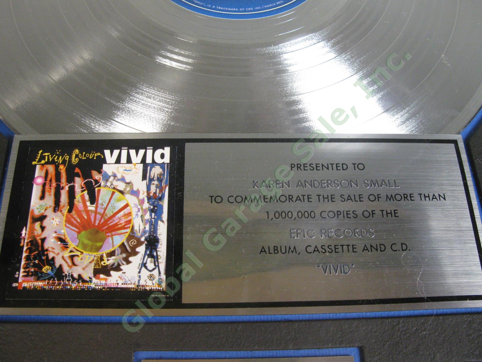 1989 RIAA Certified Living Colour 1988 VIVID Platinum Record Album Sales Award 2