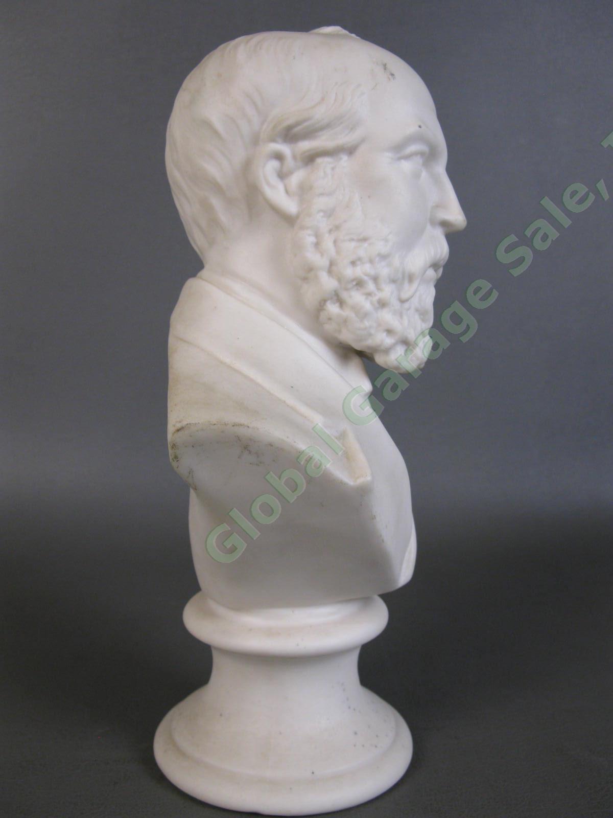 Antique President James A Garfield JW Westmacott Parian Ware Bust Statue Head 3