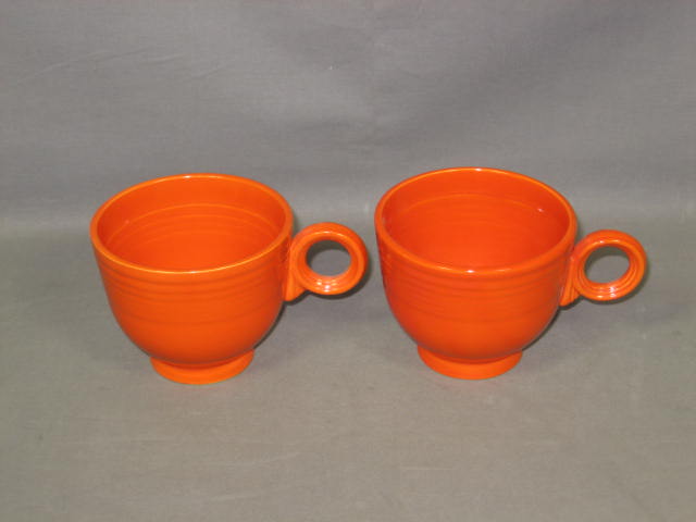 14-Pc Vintage Fiesta Ware Set Red Orange Plates Bowls + 1