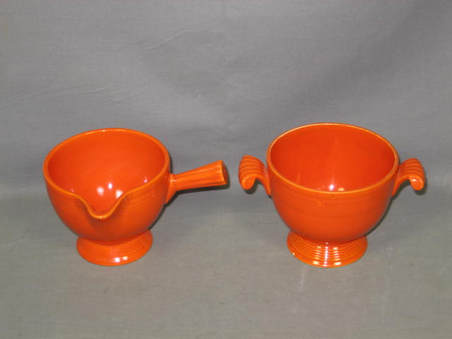 14-Pc Vintage Fiesta Ware Set Red Orange Plates Bowls + 2