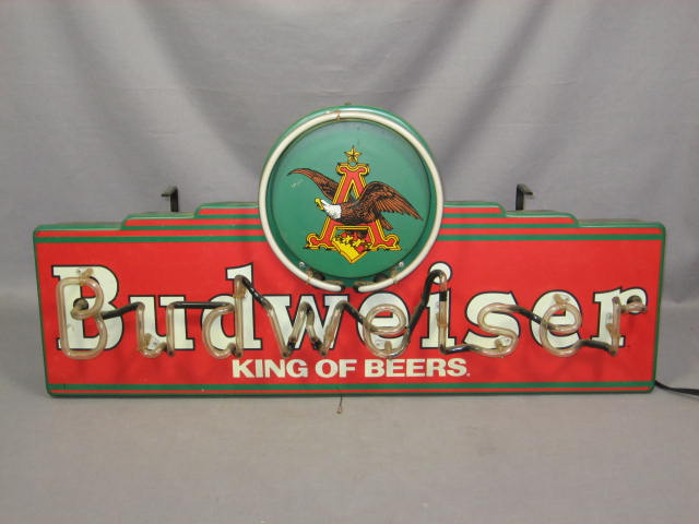 Bud Budweiser King of Beers Neon Light Up Bar Pub Sign 1