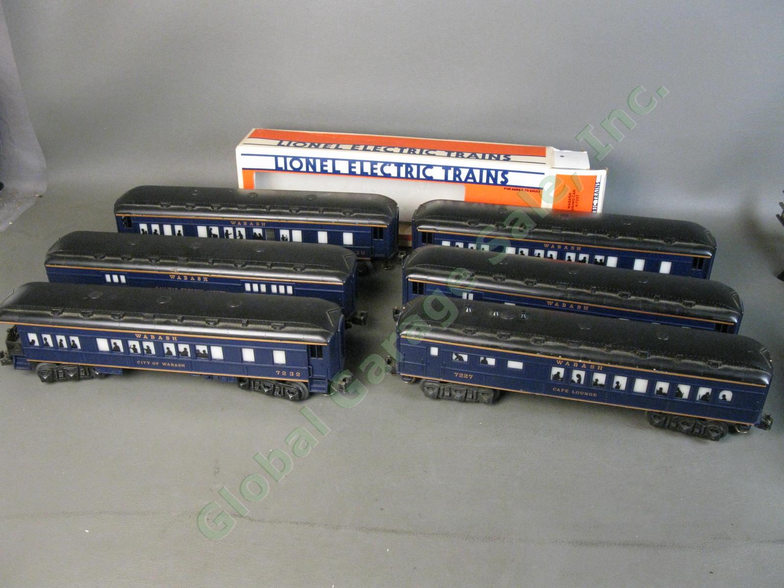 Lionel O Wabash 6 Passenger Car Train Set Dining Baggage Combo Coach Observation