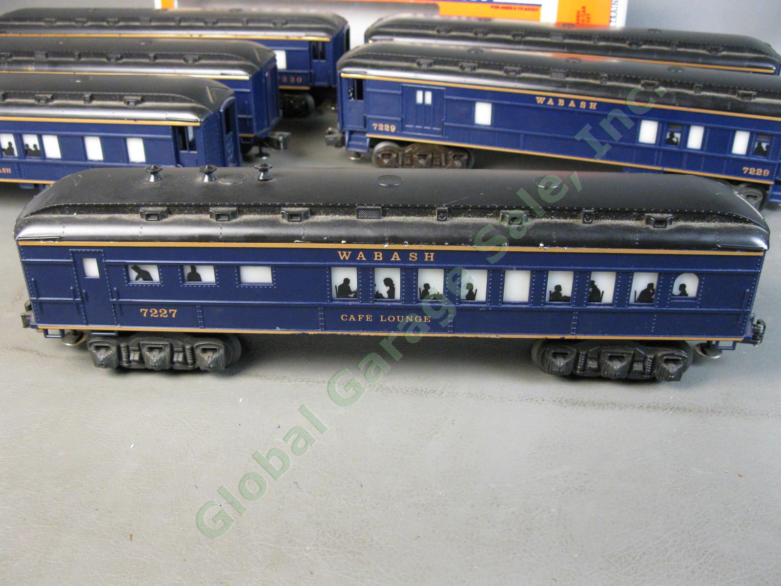 Lionel O Wabash 6 Passenger Car Train Set Dining Baggage Combo Coach Observation 1