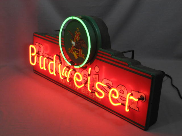 Bud Budweiser King of Beers Neon Light Up Bar Pub Sign 2