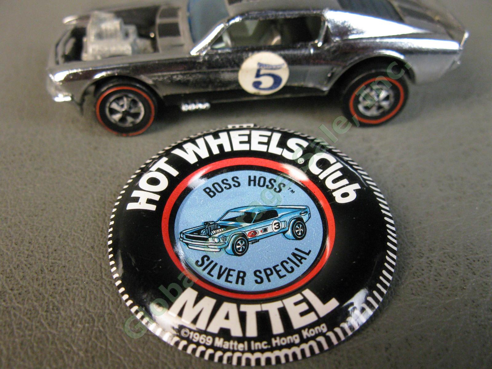 VTG 1970 Hot Wheels Red Line Ford Mustang Boss Hoss Silver Special Chrome NR 8