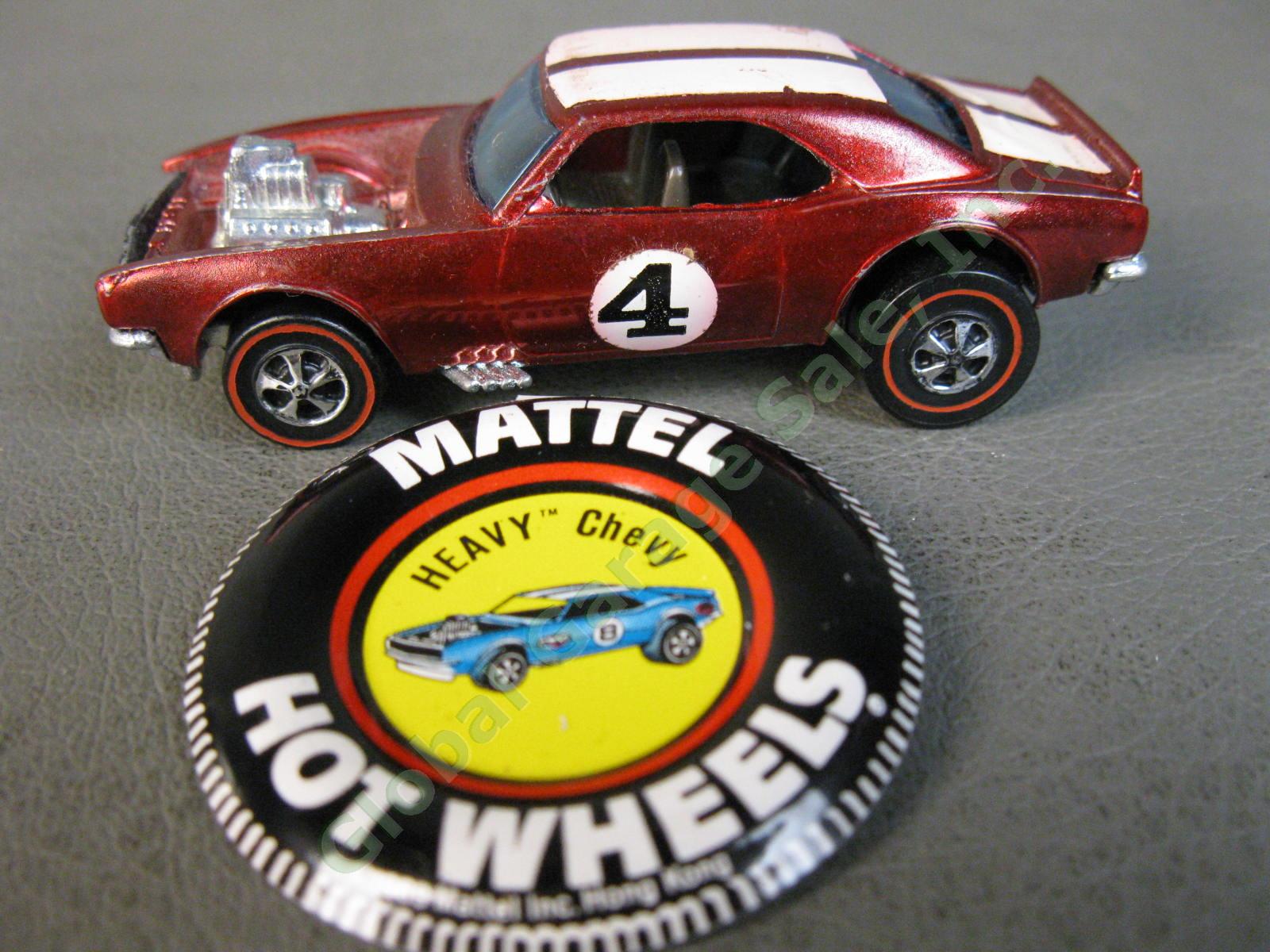 ORIGINAL VTG 1970 Mattel Hot Wheels Red Line Heavy Chevy 1968 Red Camaro Car NR