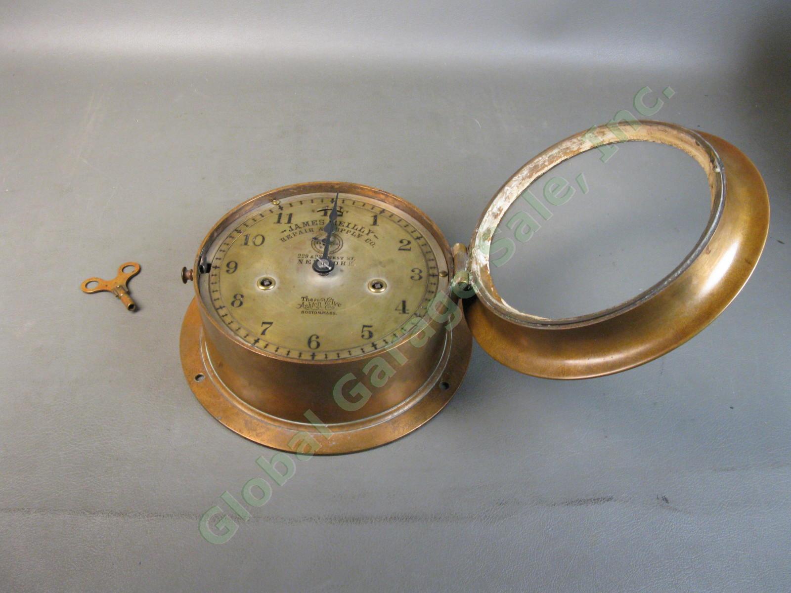 Ashton Valve Co Yankee Clock 1123 Seth Thomas 10 Marine Ship Chronometer WORKING 7