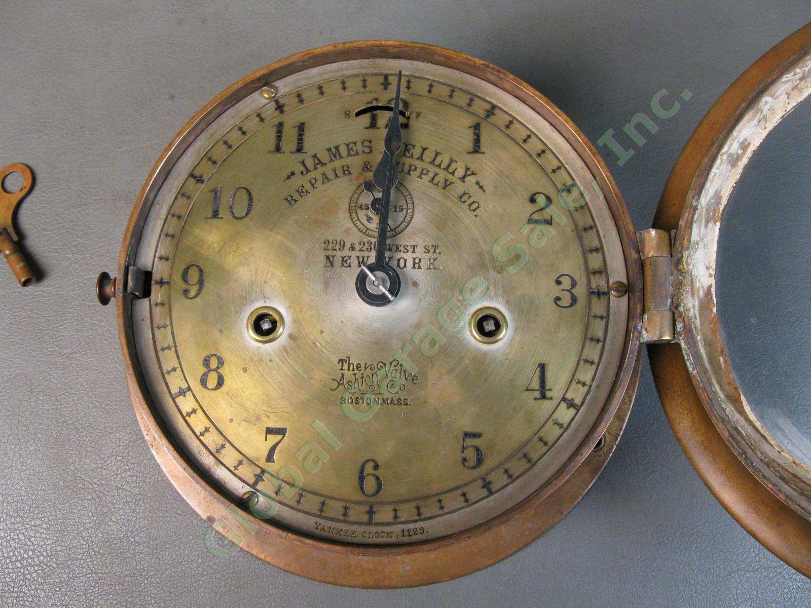 Ashton Valve Co Yankee Clock 1123 Seth Thomas 10 Marine Ship Chronometer WORKING 8