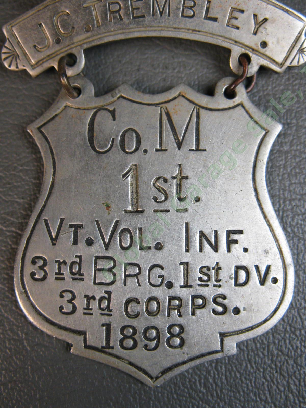 ORIGINAL 1st Vermont Volunteer Infantry Spanish American War 1898 Ladder Badge 2