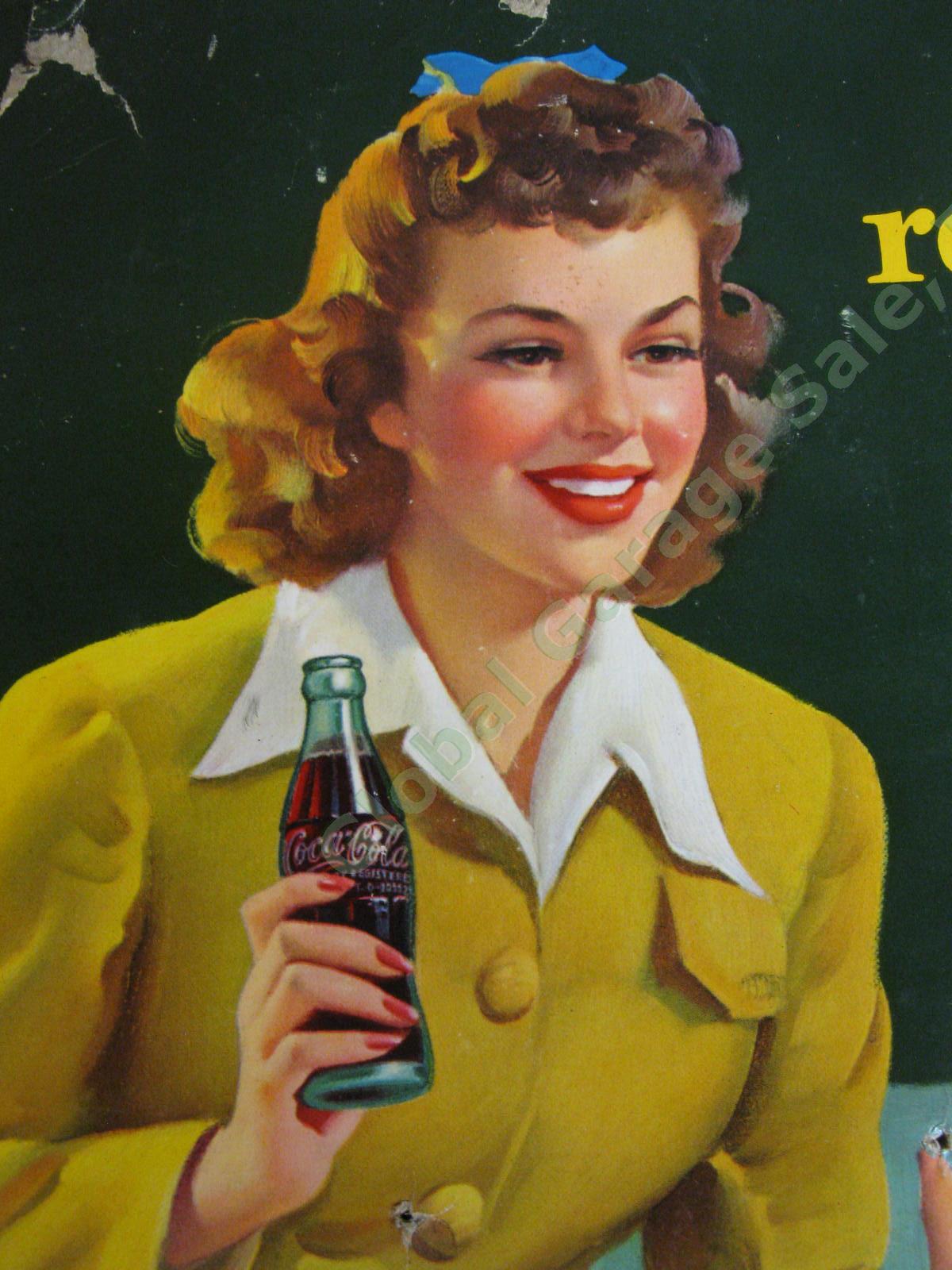 1943 Drink Coca-Cola WWII Start Refreshed Cardboard Litho Sign Judy Garland COKE 2