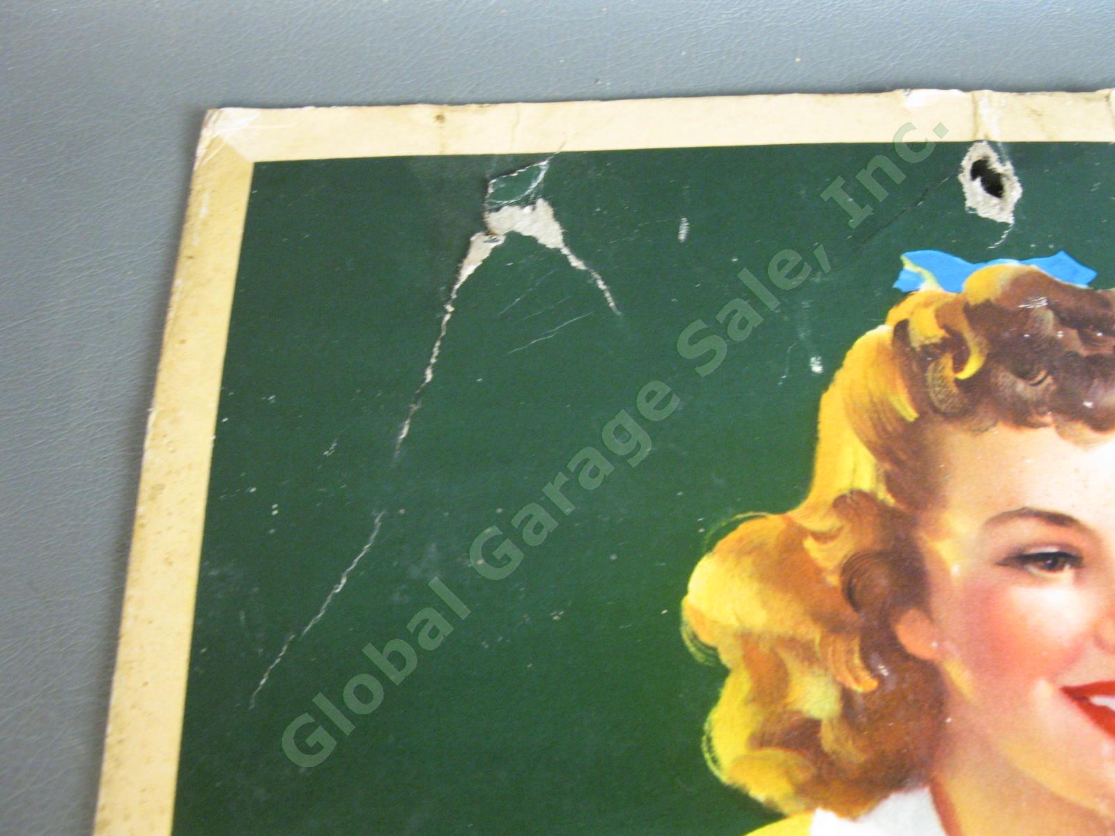 1943 Drink Coca-Cola WWII Start Refreshed Cardboard Litho Sign Judy Garland COKE 3