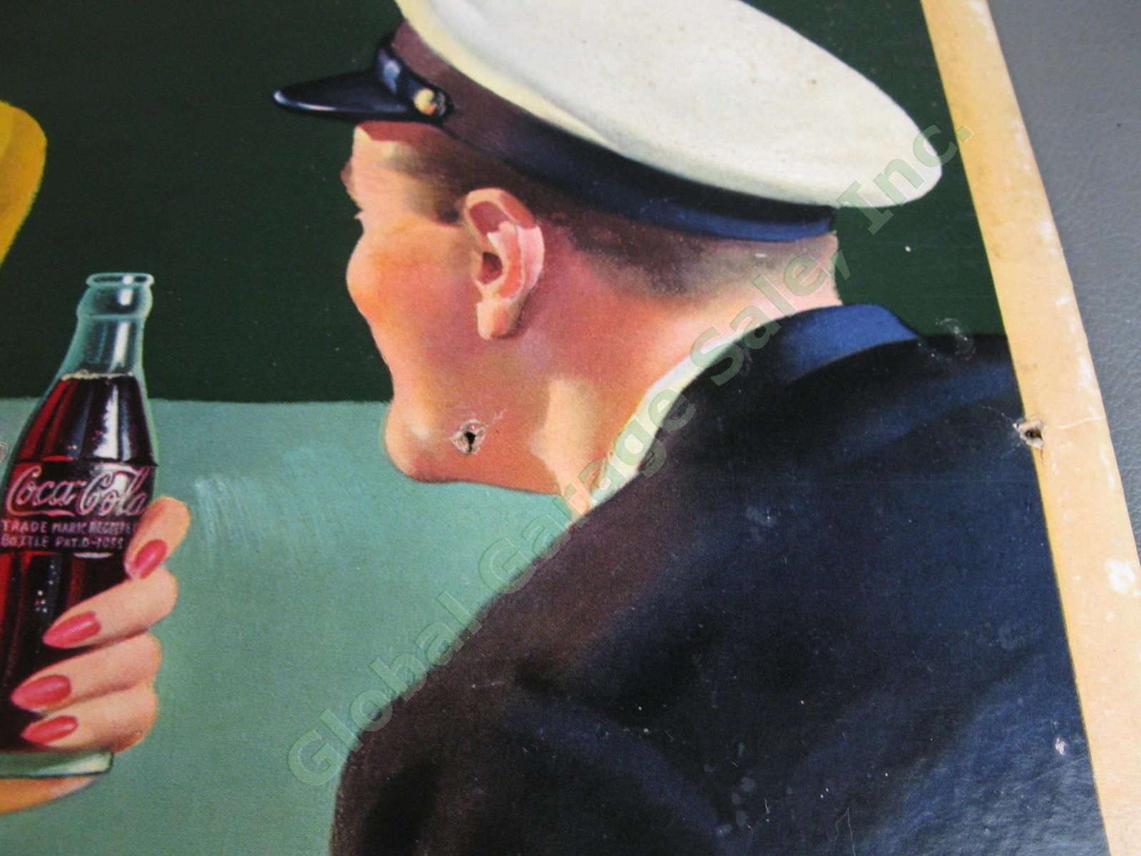 1943 Drink Coca-Cola WWII Start Refreshed Cardboard Litho Sign Judy Garland COKE 5