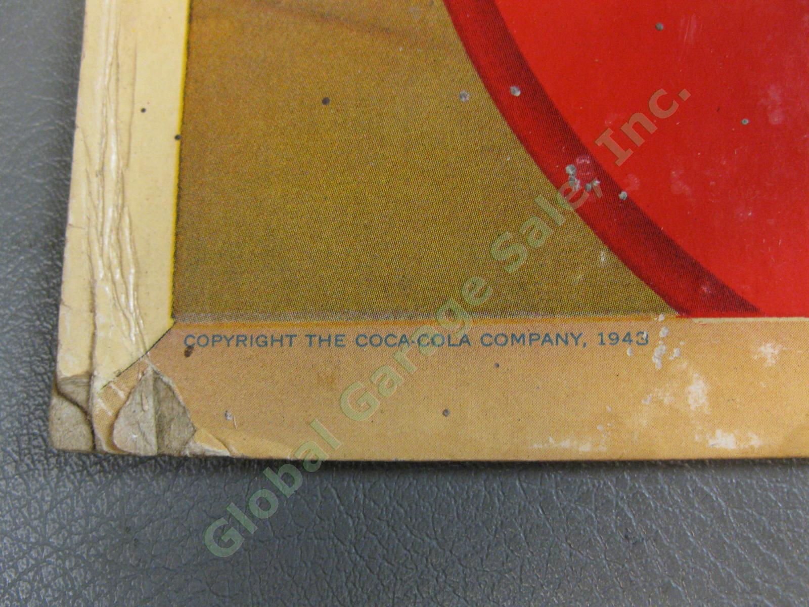 1943 Drink Coca-Cola WWII Start Refreshed Cardboard Litho Sign Judy Garland COKE 9