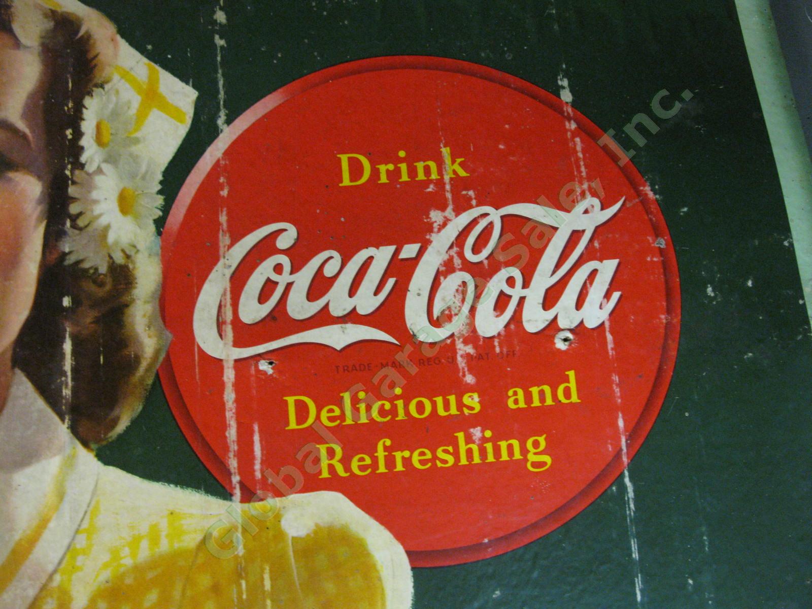 ORIGINAL WWII 1944 The Refreshing Lunch Coca-Cola Cardboard Coke Poster Sign NR 3
