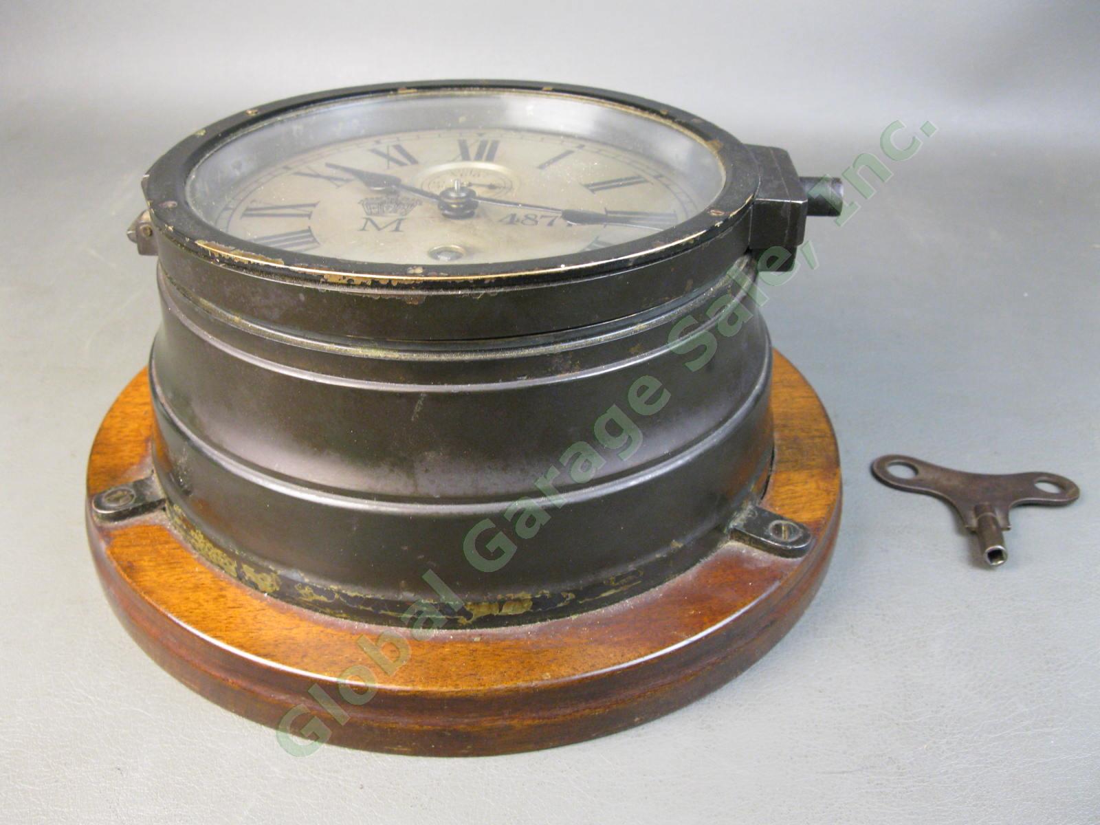 Gustav Becker Kaiserliche WWI Imperial German Navy U-Boat Ship Bulkhead Clock NR 1