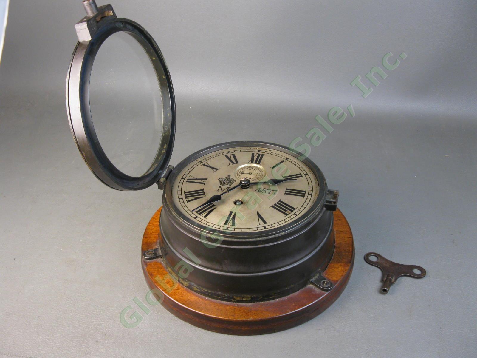 Gustav Becker Kaiserliche WWI Imperial German Navy U-Boat Ship Bulkhead Clock NR 6