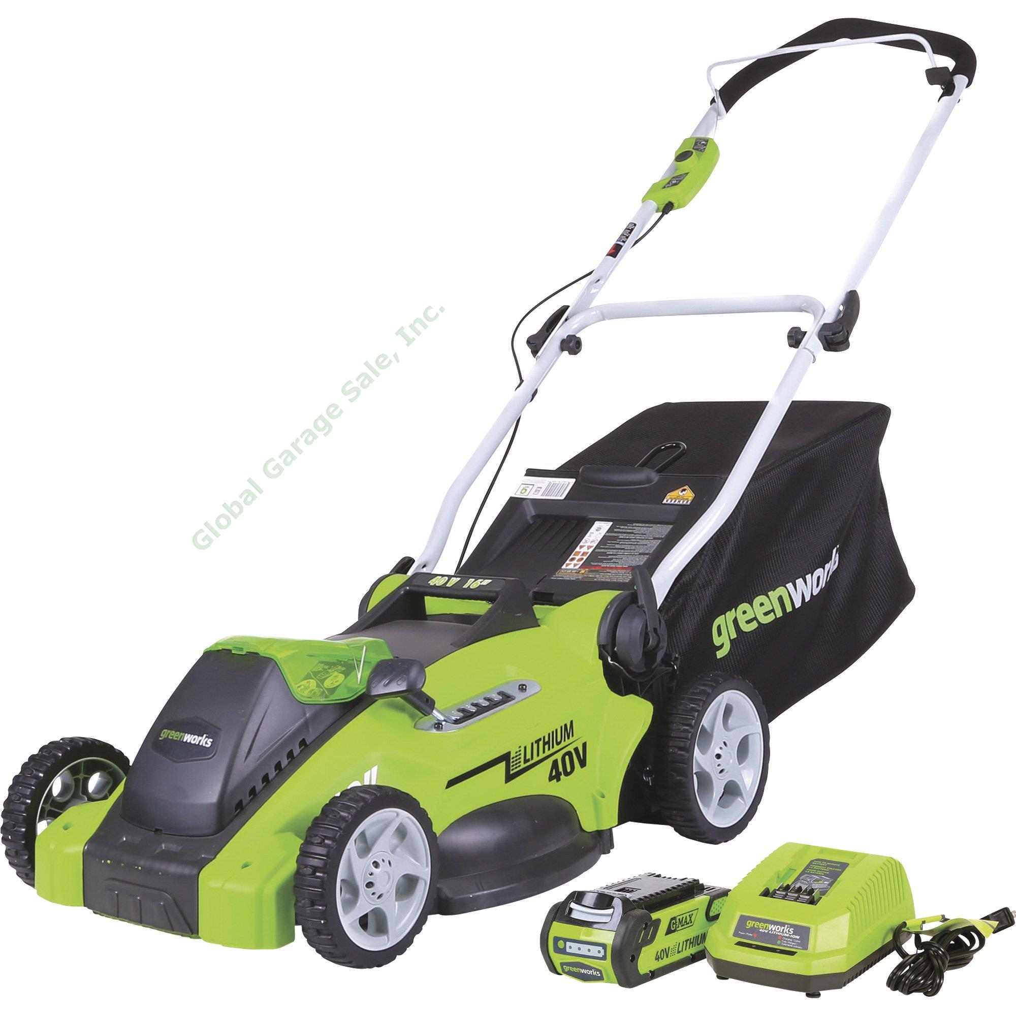 Greenworks 19" 40 Volt Lawnmower 25223 Trimmer Blower Combo Package Deal