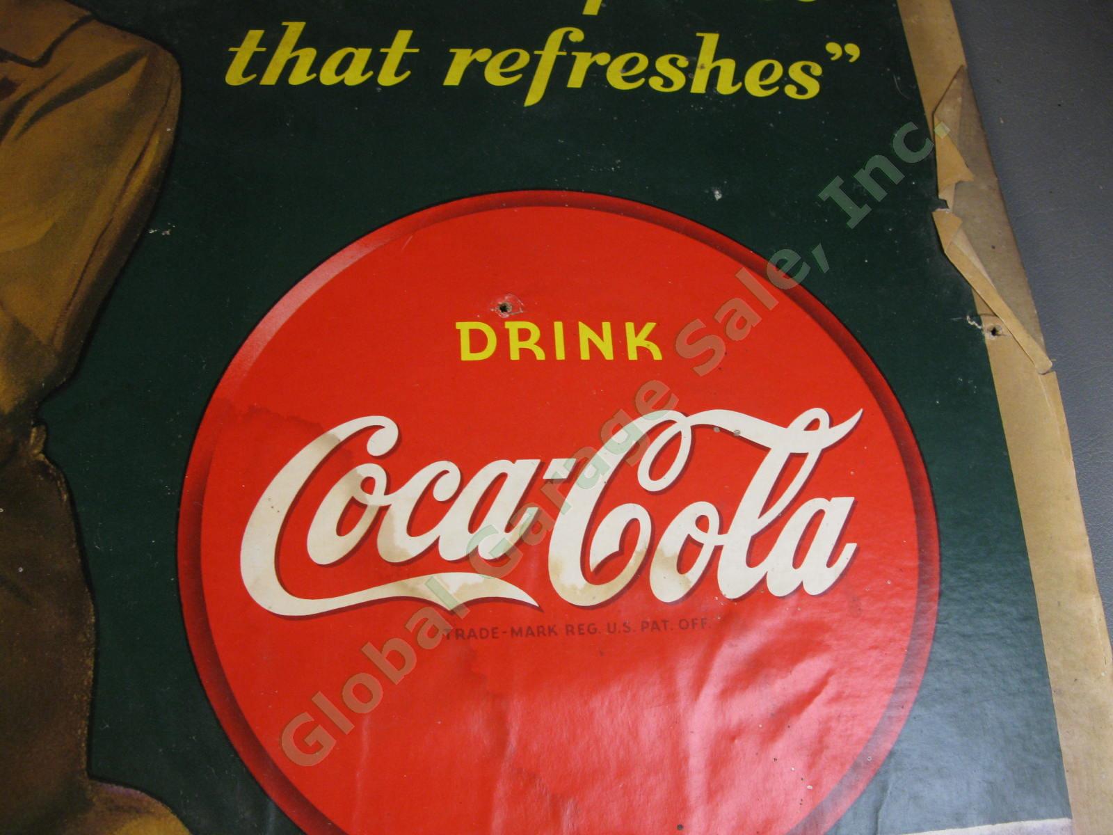 1943 Drink Coca-Cola WWII Rest Pause That Refreshes Cardboard Litho Sign COKE 7