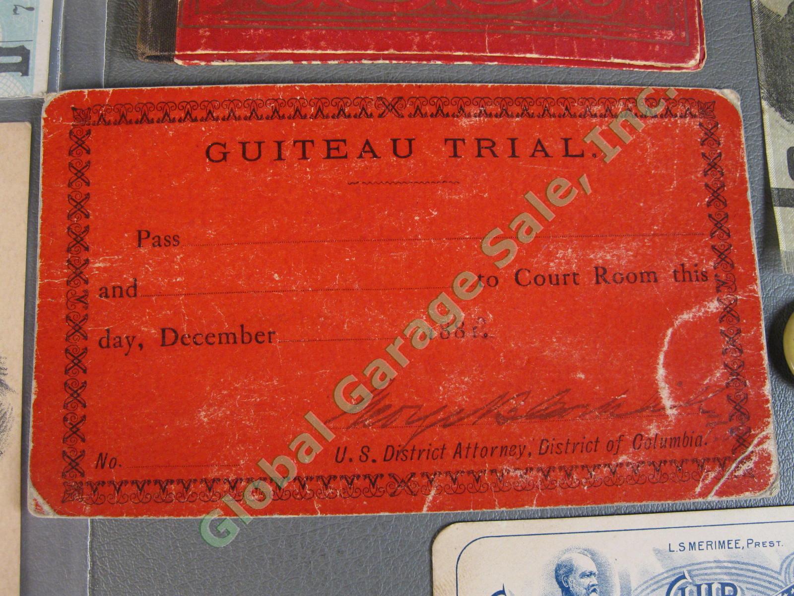 President James Garfield Collection SIGNED Charles Guiteau Murder Trial Ticket 1