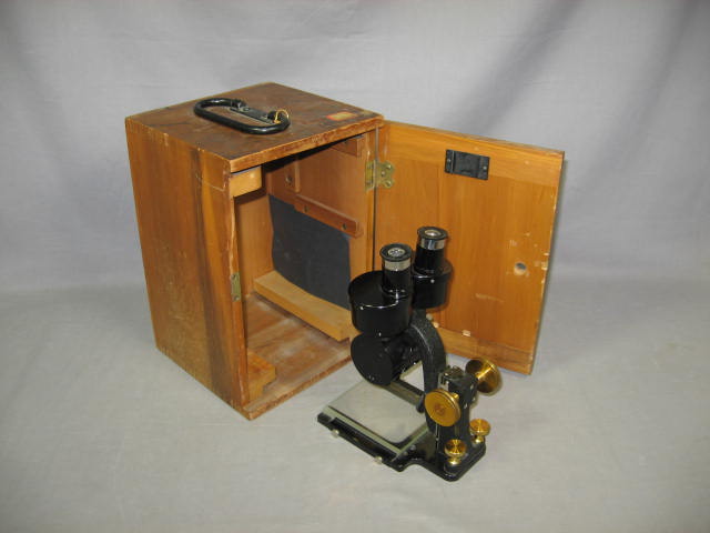 Antique Bausch & Lomb Stereo Binocular Microscope W/Box
