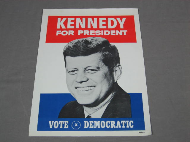 Original 1960 JFK John F Kennedy Campaign Window Poster