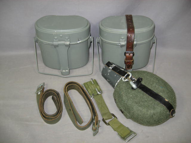Vintage German Military Helmet Canteens Ammo Pouches NR 1