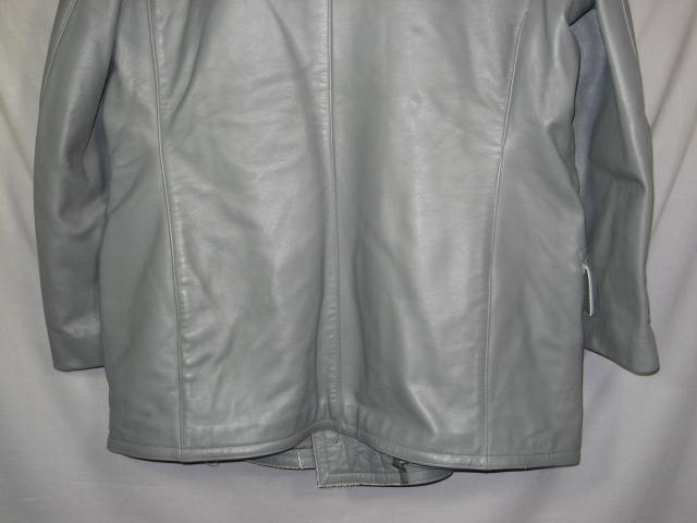 Vintage German Military Army Gray Leather Jacket Coat 5