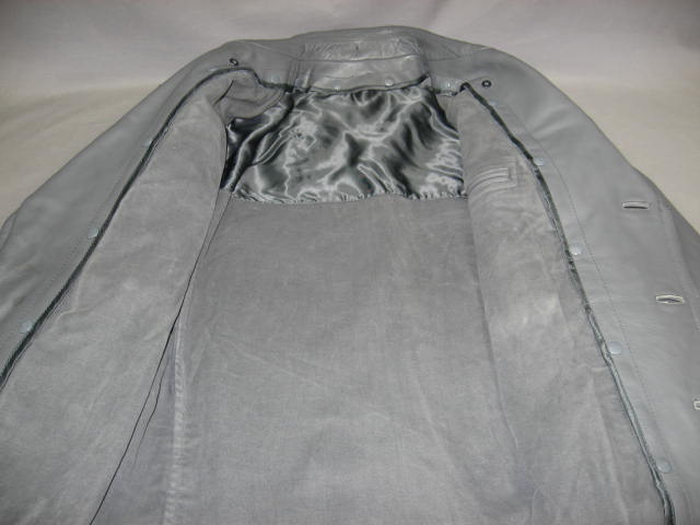 Vintage German Military Army Gray Leather Jacket Coat 6