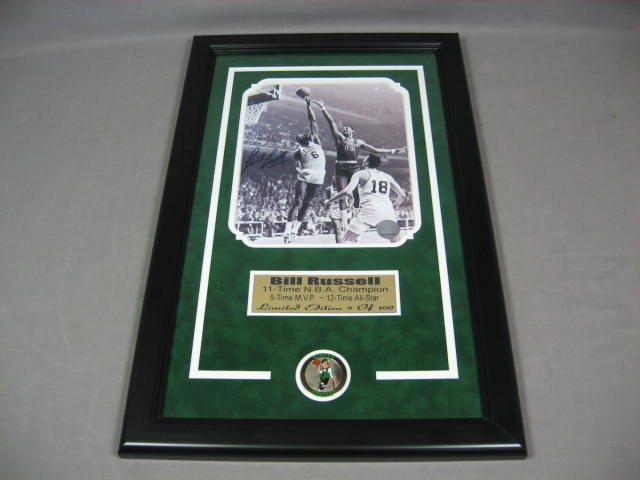 Signed Bill Russell Wilt Chamberlain Celtic Photo 9/100