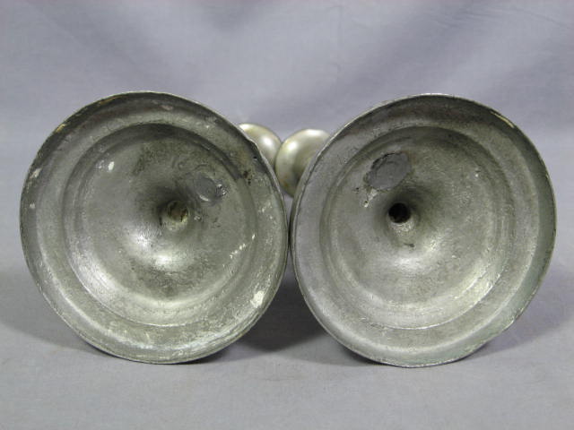 2 Antique Pewter Candle Holders Candleholders +6 Plates 6