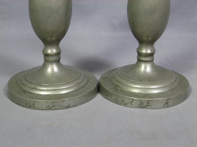 2 Antique Pewter Candle Holders Candleholders +6 Plates 7