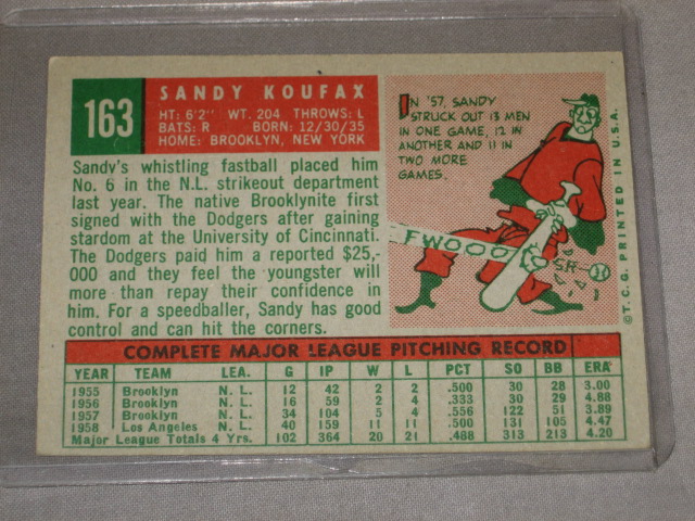 1957 Topps 18 Don Drysdale Rookie 1959 163 Sandy Koufax 4