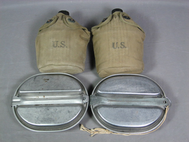 Vintage US Army Military Equipment Lot Helmet Canteens+ 11