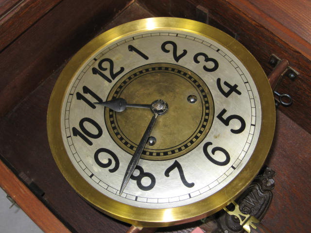 Antique Junghans German Pendulum Wall Clock w/ Key NR 3