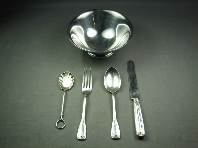 Tiffany Sterling Silver Set Spoon Fork Knife Bowl 14 Oz 1