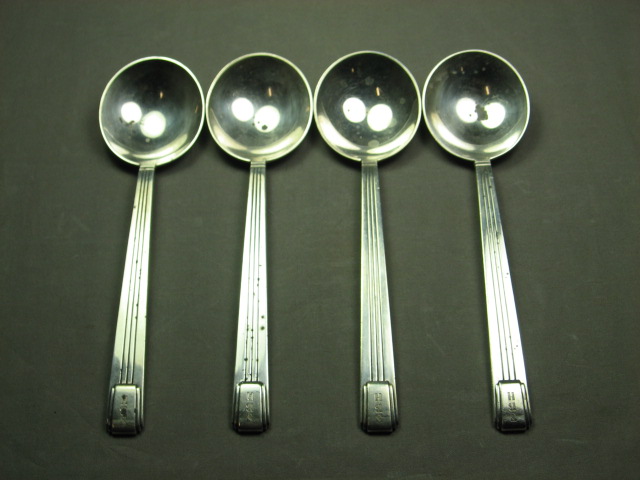 4 Tiffany Sterling Silver Soup Spoons Set 10.5 Oz 300g 1