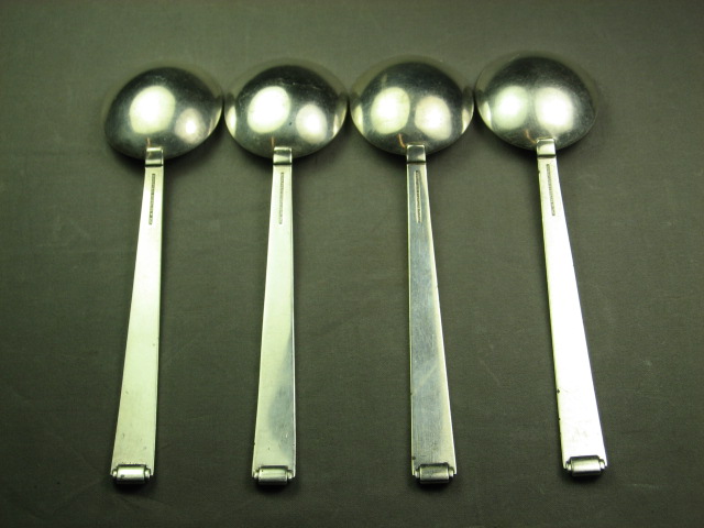 4 Tiffany Sterling Silver Soup Spoons Set 10.5 Oz 300g 4