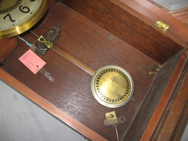 Antique Junghans German Pendulum Wall Clock w/ Key NR 6