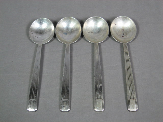 4 Tiffany Sterling Silver Soup Spoons Set 10.5 Oz 300g