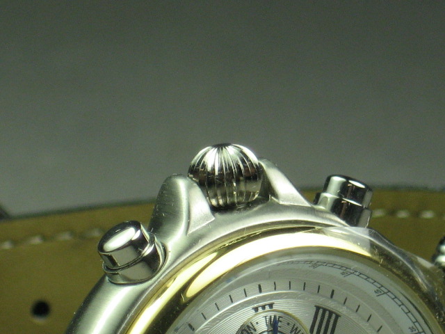 MINT Stauer Chronograph Watch Wristwatch Gold Leather 3