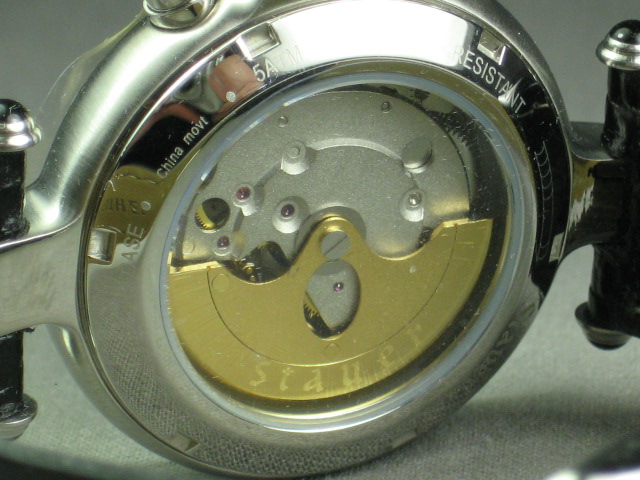 MINT Stauer Chronograph Watch Wristwatch Gold Leather 5