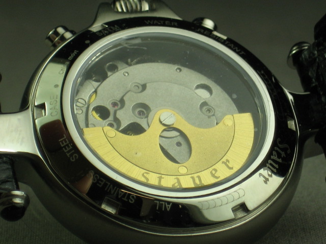MINT Stauer Chronograph Watch Wristwatch Gold Leather 6